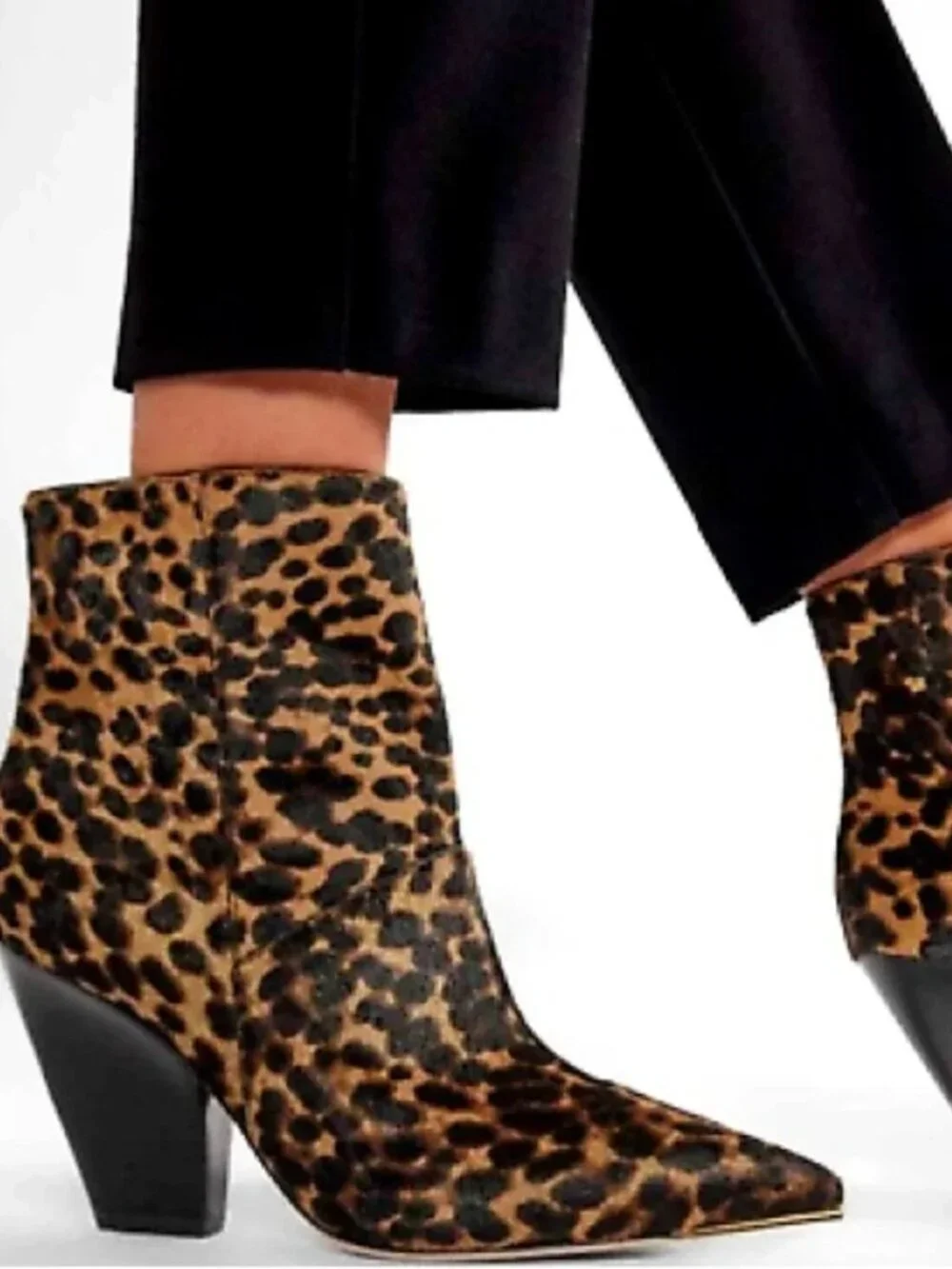 Tory Burch Leather Genuine Calf Hair Leopard Print Lila Pointed Toe Ankle Bootie